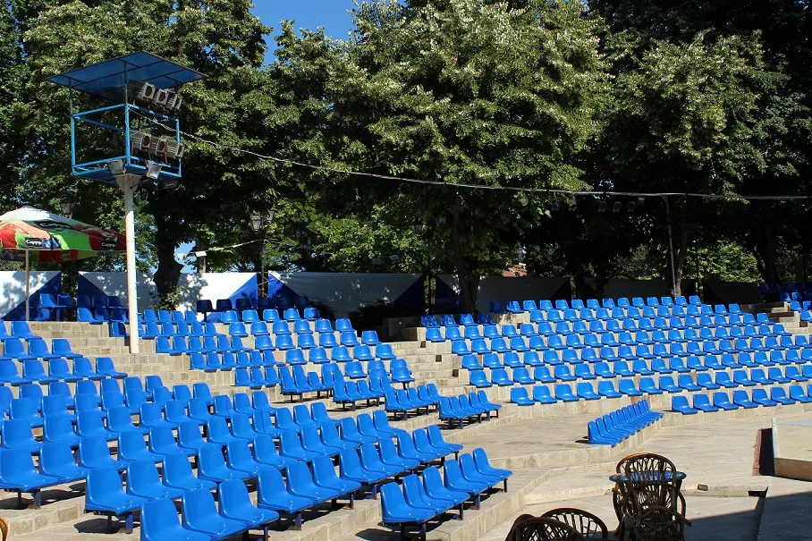 The open-air seating and stage of the Apollonia Amphitheatre in Sozopol old town