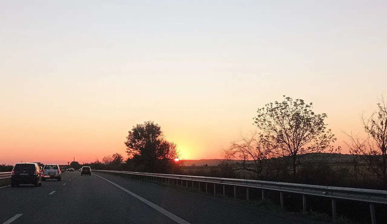 The A1 Trakia motorway running through open Thracian countryside under a wide sky