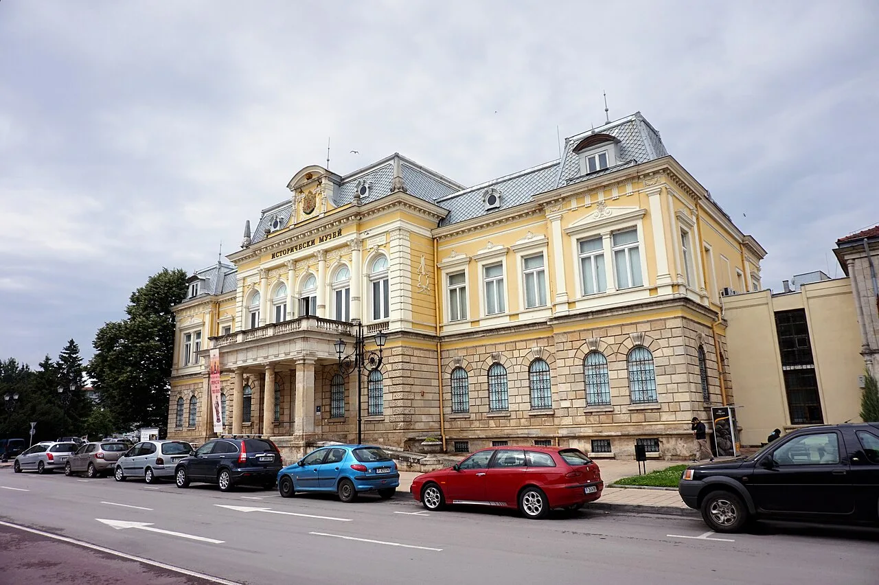 The grand facade of the Rousse Regional History Museum, a former courthouse building in Ruse