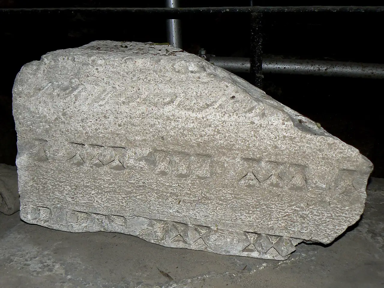 Excavated Roman stone walls and foundations of ancient Serdica on display below street level in central Sofia