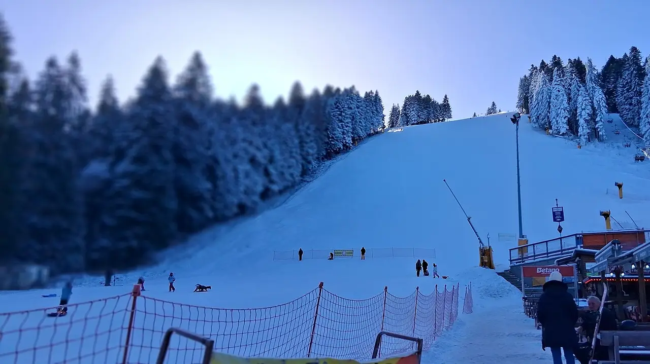 Ski slopes and pine forest at Borovets resort under snow in the Rila mountains
