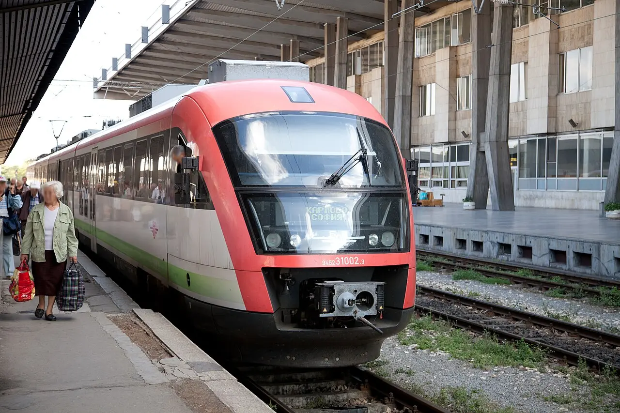 Open platforms and tracks at Sofia Central Railway Station under a clear sky