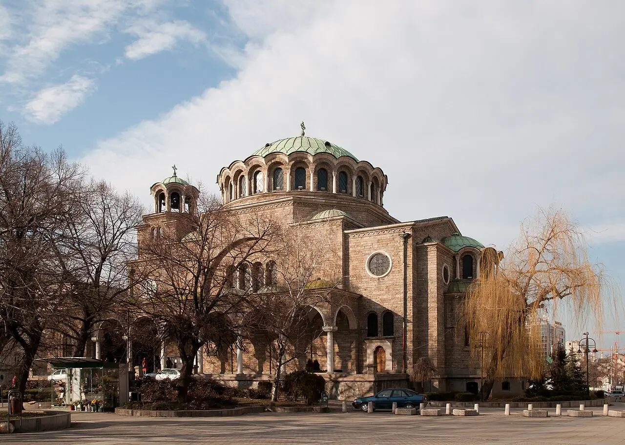 St Nedelya Cathedral in central Sofia, a domed Orthodox church on the main square