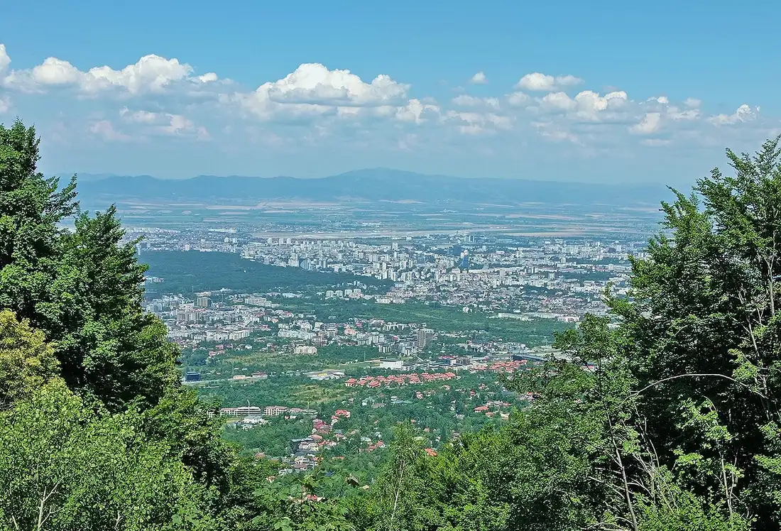 View over the rooftops of Sofia from the slopes of Vitosha mountain