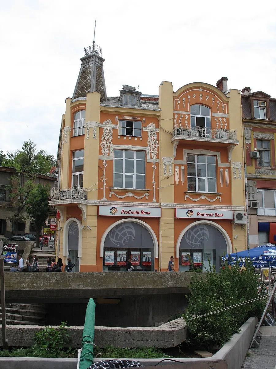 The pedestrian Knyaz Alexander I main street in central Plovdiv lined with shops and cafes